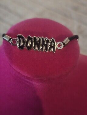 Personalize Black and Silver 'DONNA' Nameplate Bracelet